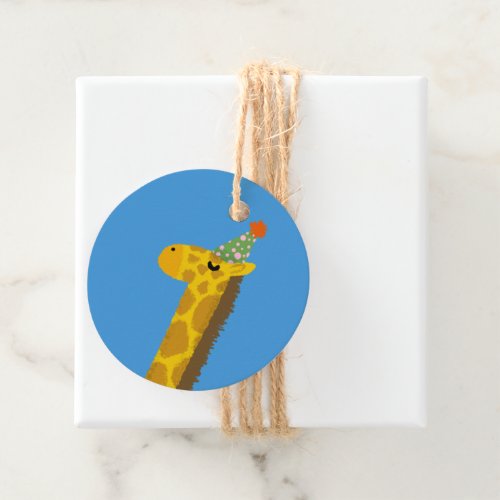 Blue Party Animal Giraffe Birthday Party Favor Tags