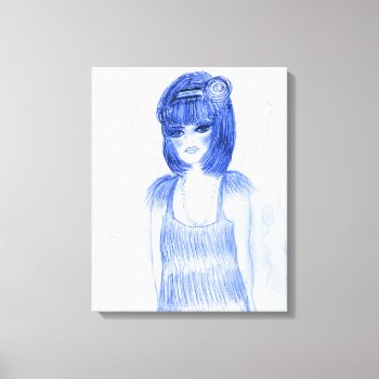 Blue Party Flapper Girl Canvas Print by BlayzeInk at Zazzle