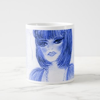 Blue Party Girl Flapper Large Coffee Mug by BlayzeInk at Zazzle