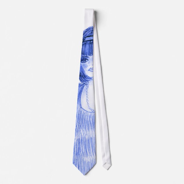 Blue Party Girl Flapper Neck Tie (Front)