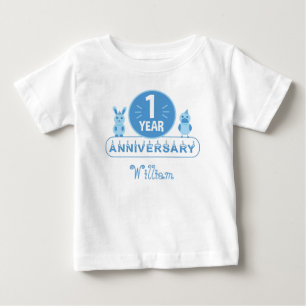 Blue Party Pals First Birthday Baby T-Shirt