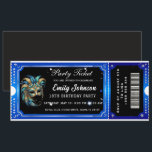 blue party ticket invitations<br><div class="desc">Step into a world of mystery and elegance with this luxury masquerade party ticket invitation. Featuring a stunning teal and gold feathered mask against a shimmering gold bokeh background, this design is perfect for an 18th birthday, Sweet 16, or any formal gala. The unique ticket-style layout includes a realistic barcode...</div>