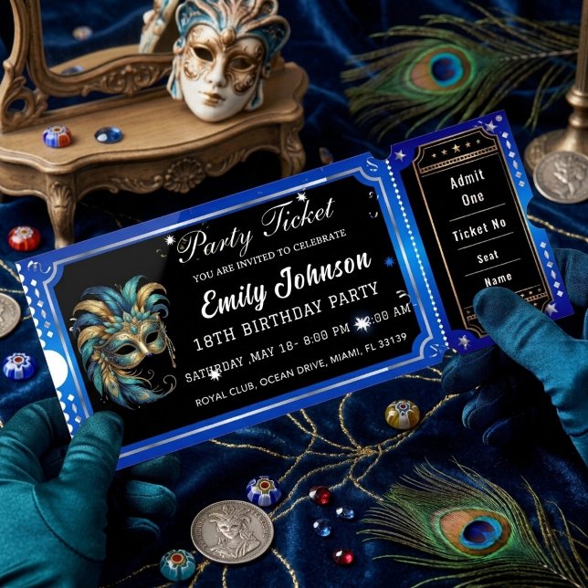  blue party ticket invitations  (Creator Uploaded)