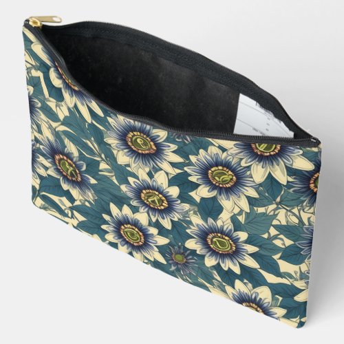 Blue Passion Flower pattern Accessory Pouch