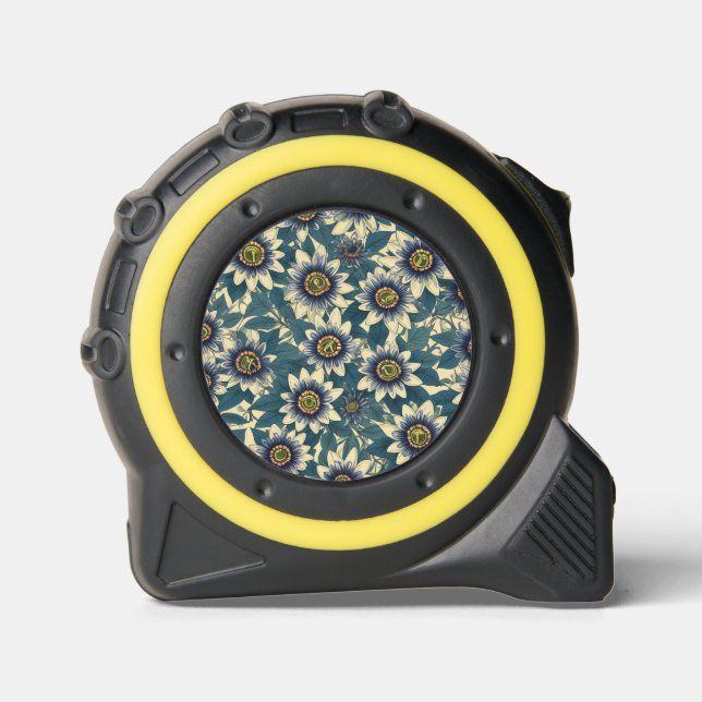 Blue Passion Flower pattern Tape Measure (Front)