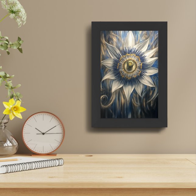 blue passionflower painting framed art (Table Top)