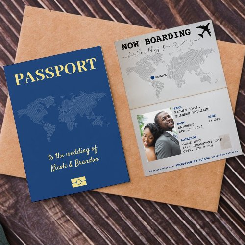 Blue Passport Jamaica Destination Wedding Invitation