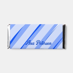 Blue pastel add name date boho retro lines pattern hershey bar favors