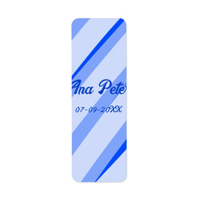Blue pastel add name date boho retro lines pattern label (Front)