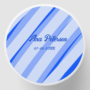 Blue pastel add name date boho retro lines pattern mini candle favors