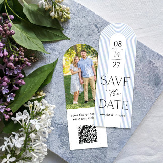 Blue Pastel Arch Classic Save the Date Bookmark