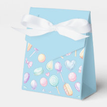 "Blue Pastel Balloon and Heart Favor Box"