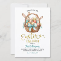 Blue Pastel Bow Bunny Basket Easter Egg Hunt Party
