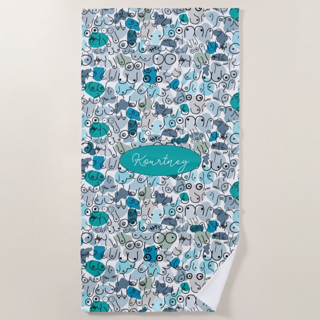 blue pastel breast beach towel (Front)