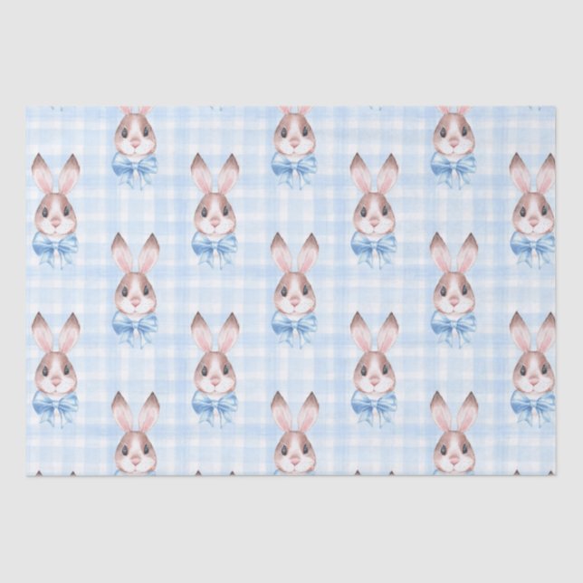 Blue Pastel Bunny Rabbit Gift Tissue Paper (Front)