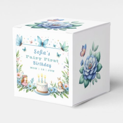 Blue Pastel Butterfly Fairy First Birthday _ Favor Boxes