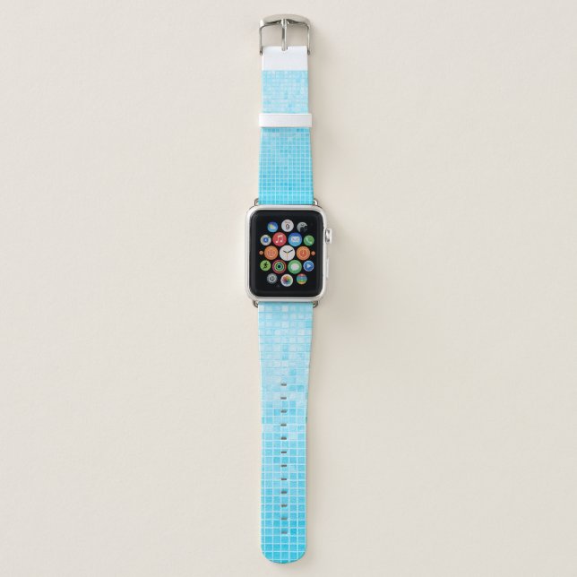 Blue pastel ceramic wall and floor tiles abstract  apple watch band (Front)