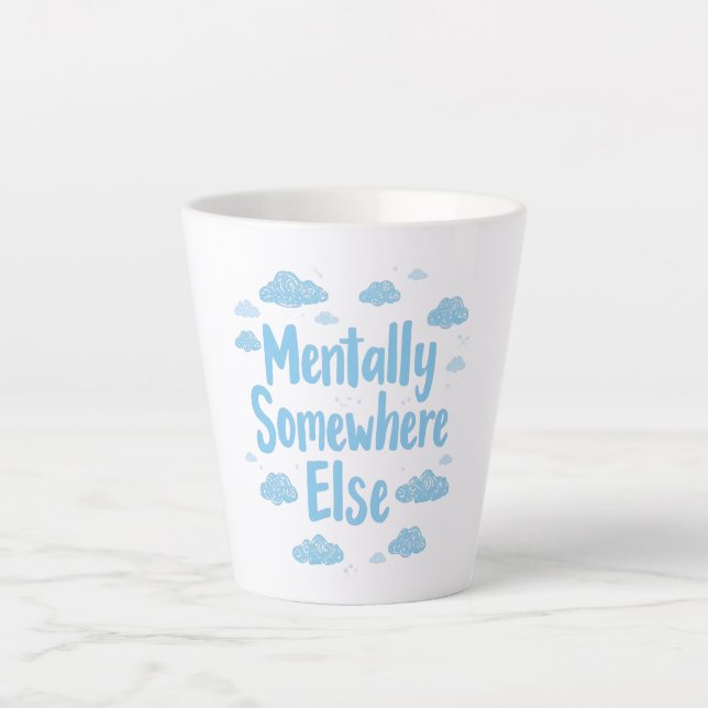 Blue Pastel Daydreamer Saying Latte Mug (Front)
