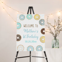 Blue Pastel Donut Birthday Welcome Foam Board