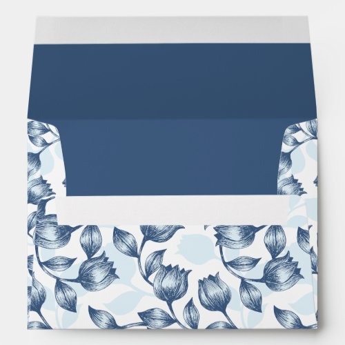 Blue Pastel Elegance Tulip Silhouette Floral Patt Envelope