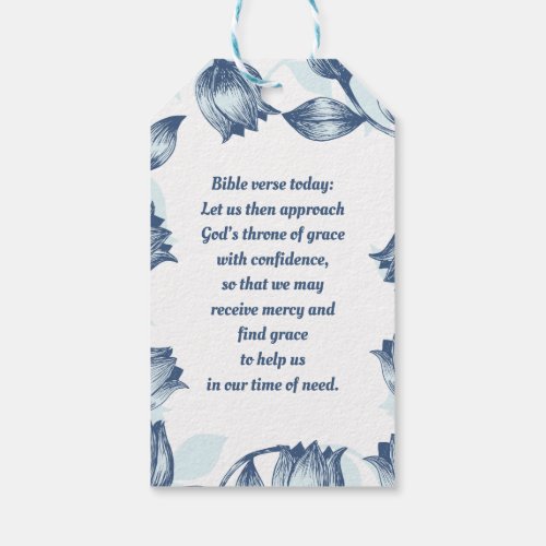 Blue Pastel Elegance Tulip Silhouette Floral Patt Gift Tags