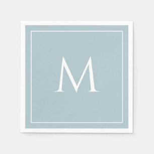Blue pastel elegant monogram initial napkins