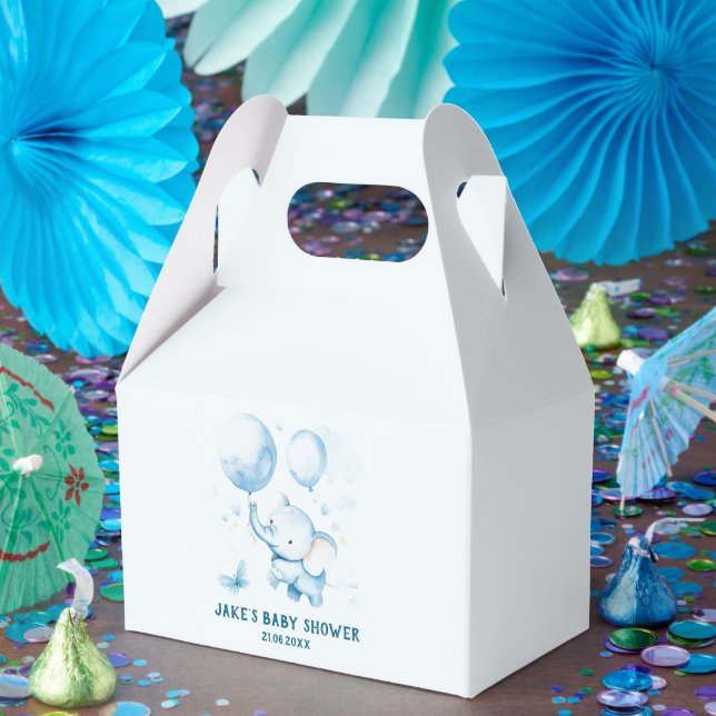 Blue Pastel Elephant Favor Box (Party)