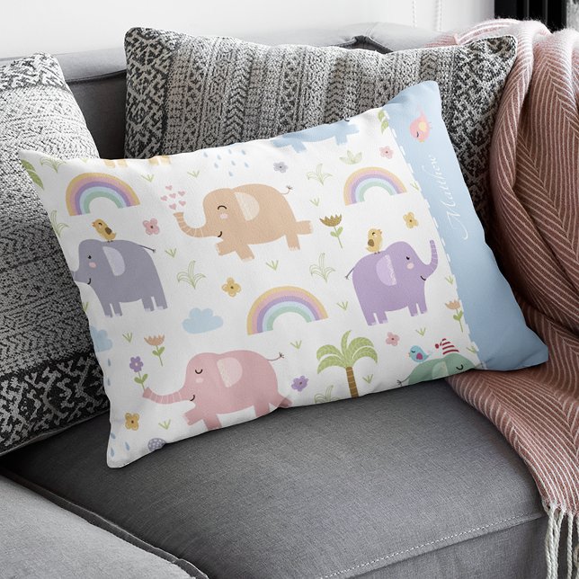 Blue Pastel Elephant Pattern for Little Boy Accent Pillow (Creator Uploaded)