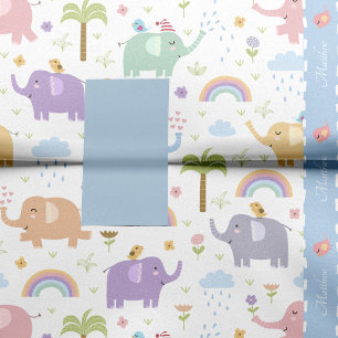 Blue Pastel Elephant Pattern for Little Boy Party Tissue Paper