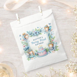 Blue Pastel Floral Fairy First Birthday - Favor Bag