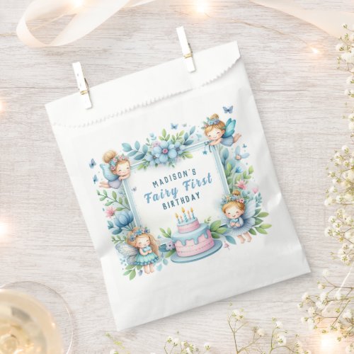 Blue Pastel Floral Fairy First Birthday _ Favor Bag