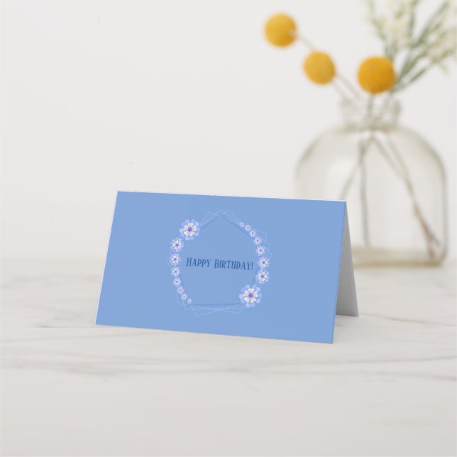 Blue pastel floral place card (Front)