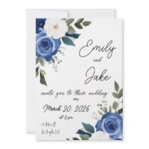 Blue Pastel Floral Wedding Invitation