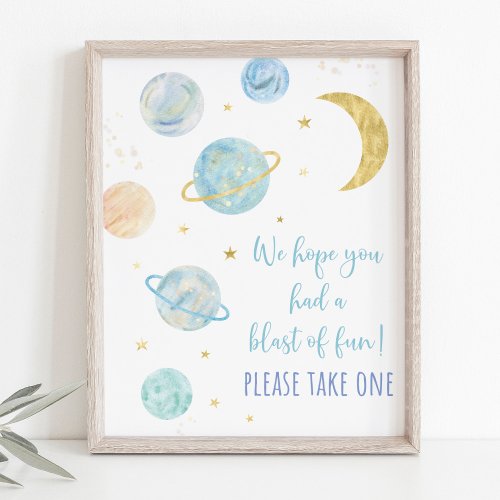 Blue Pastel Galaxy Space Birthday Party Favor Sign
