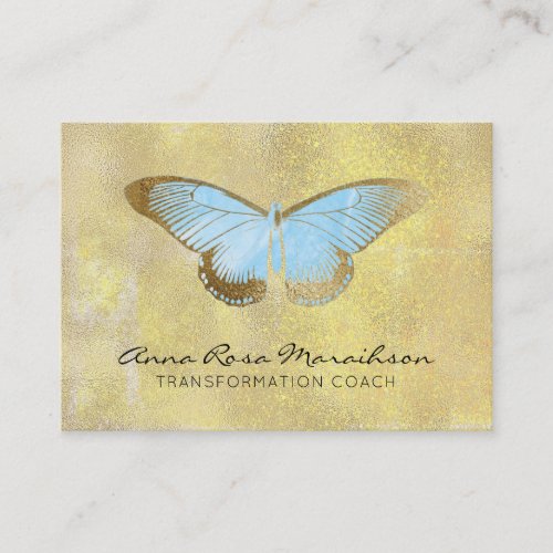  Blue Pastel Glitter Fantasy Gilded Butterfly Business Card