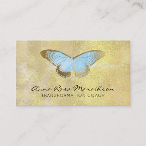  Blue Pastel Glitter Gilded Butterfly Fantasy Business Card