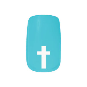 Blue Pastel Goth Cross Minx Nail Polish Strips Art
