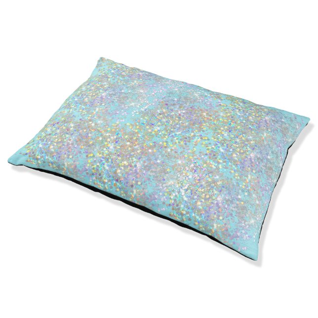 BLUE PASTEL HOLOGRAPHIC PET BED PILLOW (Angled)