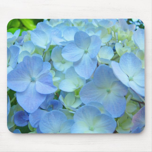 Blue Pastel Hydrangea Flowers mousepads Floral (Front)