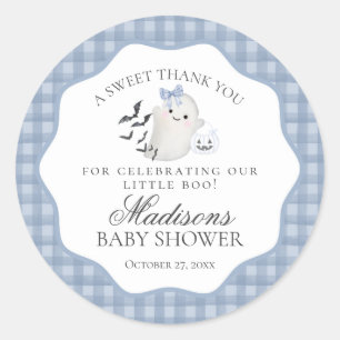 Blue Pastel Little Boo Ghost Baby Shower Favor Classic Round Sticker