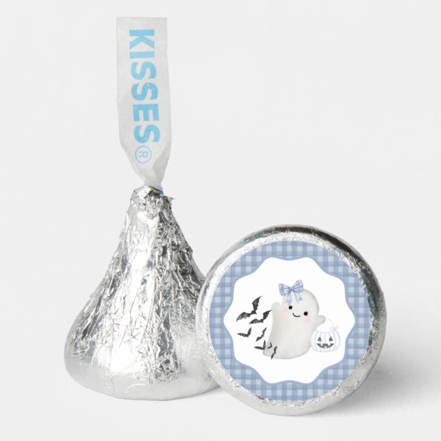 Blue Pastel Little Boo Ghost Baby Shower Seal Hershey®'s Kisses® (Front)