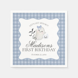 Blue Pastel Little Boo Ghost Birthday Dessert Napkins