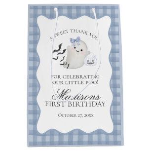 Blue Pastel Little Boo Ghost Birthday Party Favors Medium Gift Bag