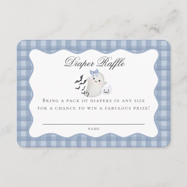 Blue Pastel Little Boo Ghost Diaper Raffle Insert (Front)