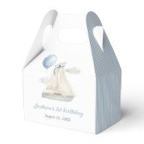 Blue Pastel Nautical Sail Boat 1st Birthday Favor Boxes