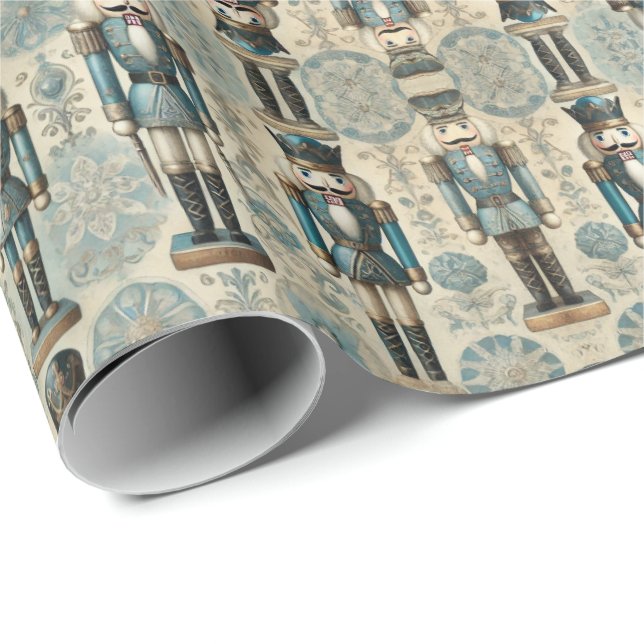 Blue Pastel Nutcracker Powder  Wrapping Paper (Roll Corner)