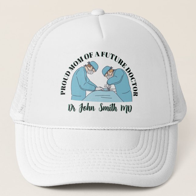 Blue Pastel Proud Moms of Future Doctors Trucker Hat (Front)
