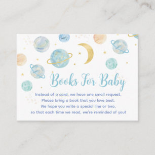 Blue Pastel Space Baby Shower Baby Book Request Enclosure Card