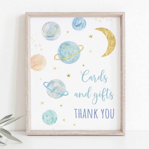 Blue Pastel Space Cards and Gifts Birthday Sign