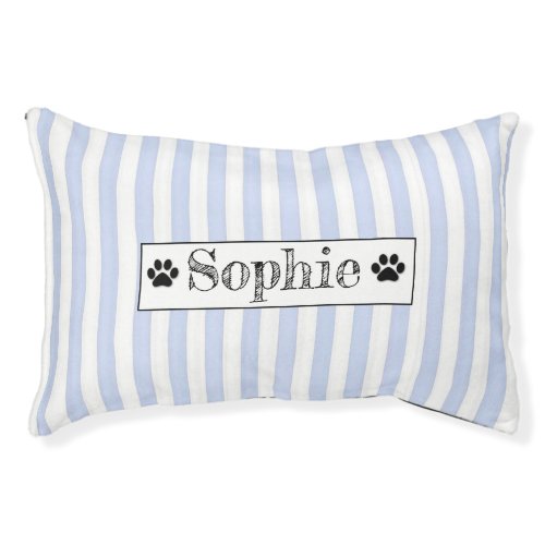 Blue Pastel Stripes Personalized Dog Cat Pet bed